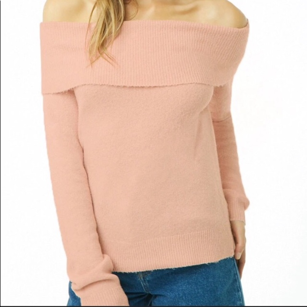Off the shoulder knit sweater